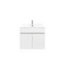 600Lx500Hx450Dmm Gloss White 2PAC PVC 2/DR Wall Hung Vanity