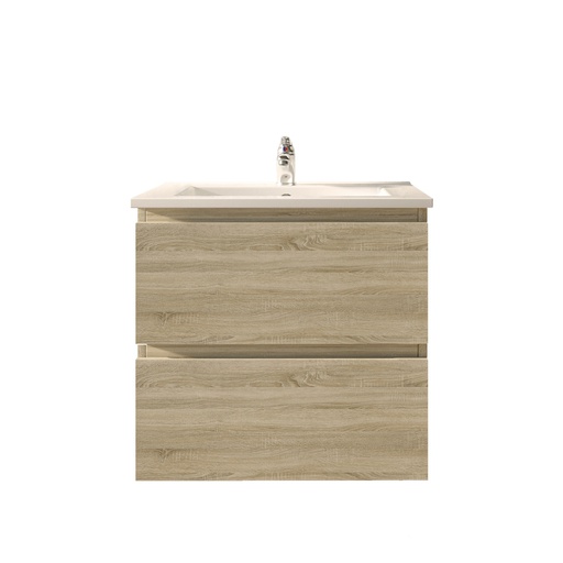 600mm White Oak MDF 2 Drawers Wall Hung Bathroom Vanity Cabinet Only