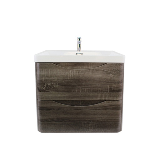 600mm Dark Grey MDF Board with PVC Vacuum Filmed Two Drawers Curved Wall Hung Vanity