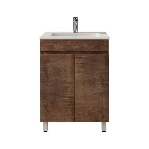 600mm Dark Oak MDF Freestanding Bathroom Vanity Cabinet 2 Doors