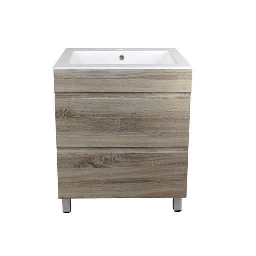 600mm White Oak MDF 2 Drawers Freestanding Bathroom Vanity Cabinet Only