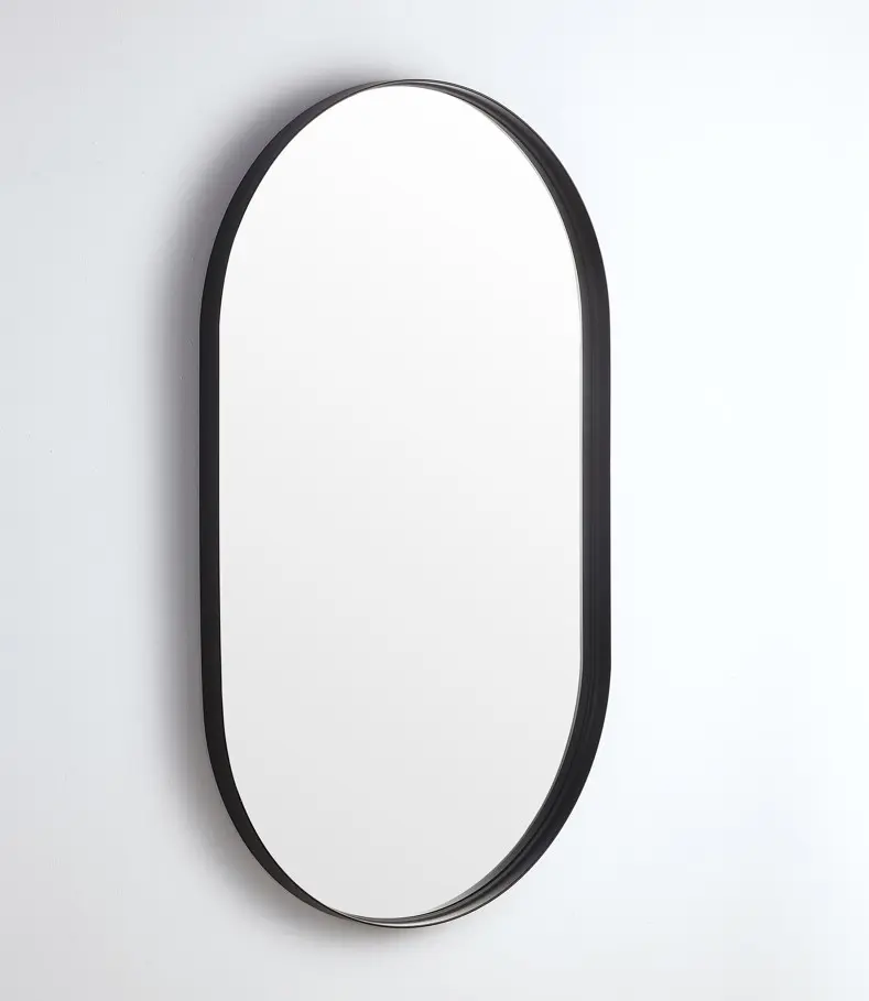 600X1500X35mm Matte Black Ellips Frame Mirror