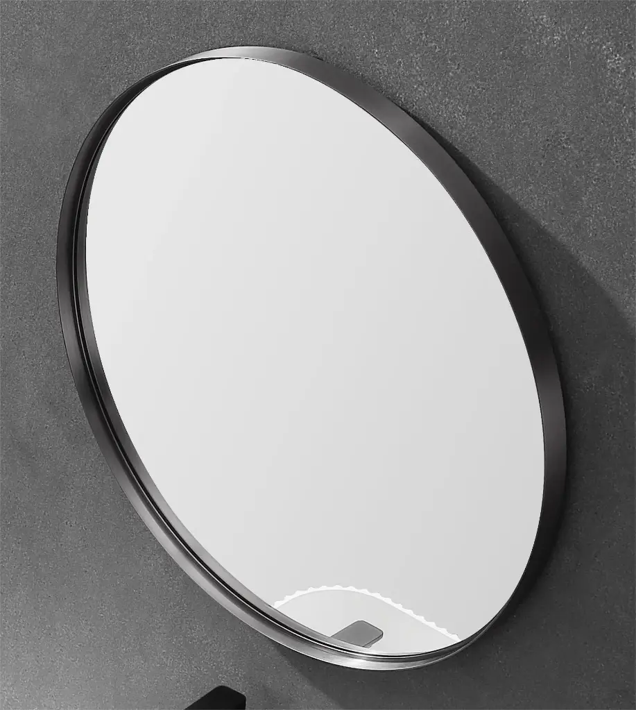 600X600X35mm Gun Metal Orbis Frame Mirror