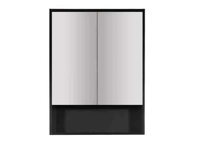 600x150x780mm Hera Black Oak MDF Shaving Cabinet With Two Doors Two Fixed Shelves