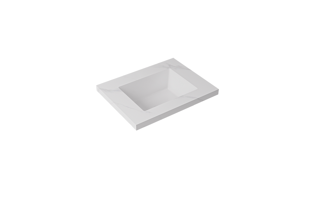 600x460x190mm Carrara White Sintered Stone Seamlessjoined With Fine Ceramic Basin Single Bowl No Tap Hole