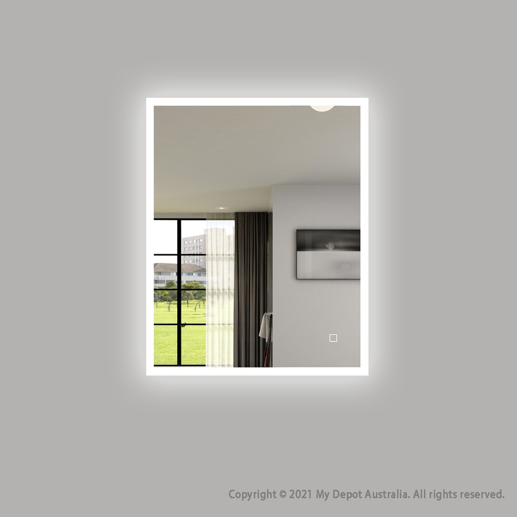 600x750mm Square Rim Rectangle 3 Color Frontlit LED Mirror(Touch Sensor Switch)