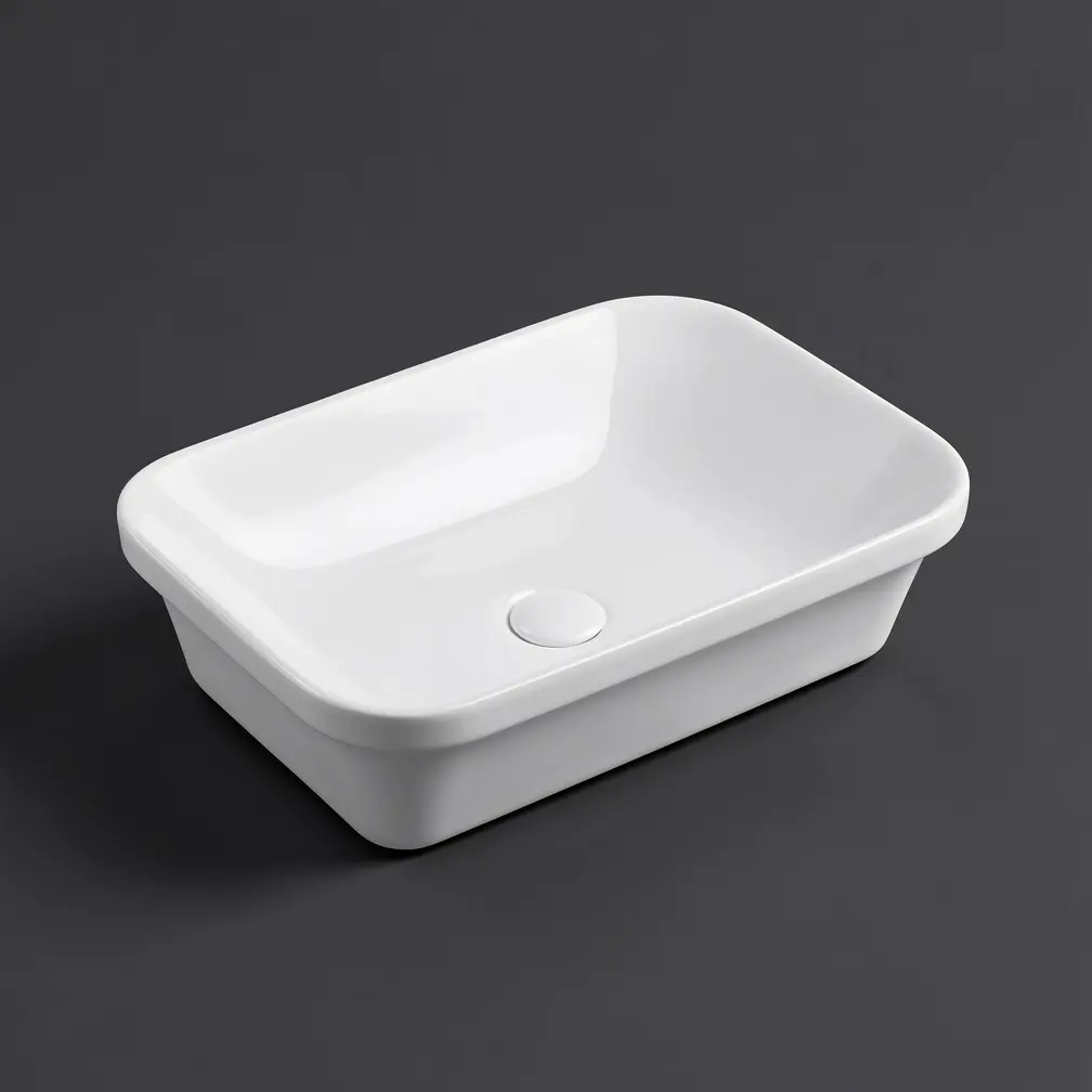 605*368*148mm Gloss White Kliff Fine Ceramic Insert Basin No Overflow,32mm Waste