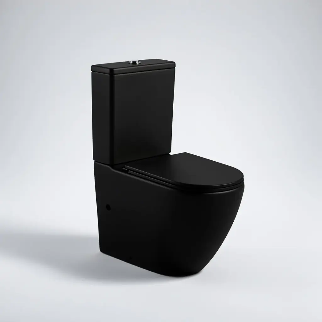 665x380x845mm Hani Rimless Matte Black  Back To Wall Toilet Suite With Slim UF Seat Cover