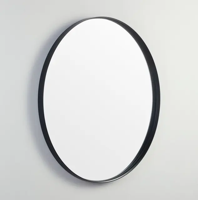 700X700X35mm Matte Black Orbis Frame Mirror