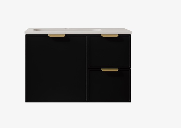 740*455*560mm Matte Black Madura Federation Wall Hung PVC Cabinet,Right Hand Drawers