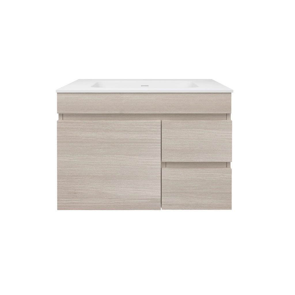 740X455X500mm Camden Mordern Wall Hung Cabinet Coastal Oak,Soft Closing Finger Pull Door,Right Hand Drawers