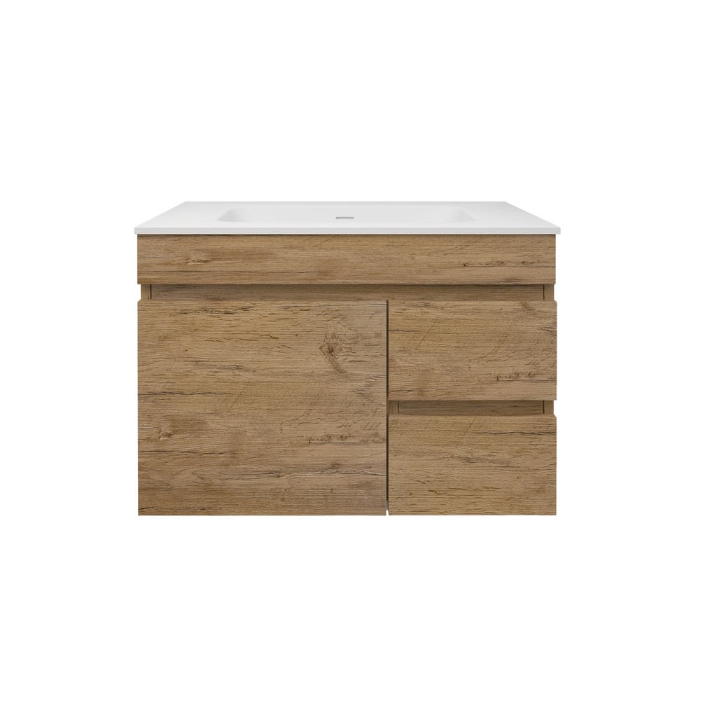 740X455X500mm Camden Mordern Wall Hung Cabinet Prime Oak,Soft Closing Finger Pull Door,Right Hand Drawers