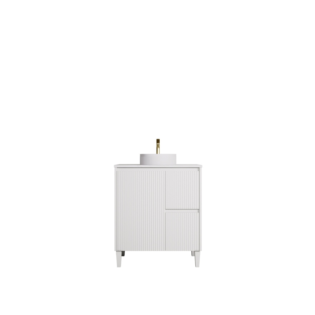 740x455x860mm Matte White Crete Modern Free Standing Vanity,Right Hand Drawers
