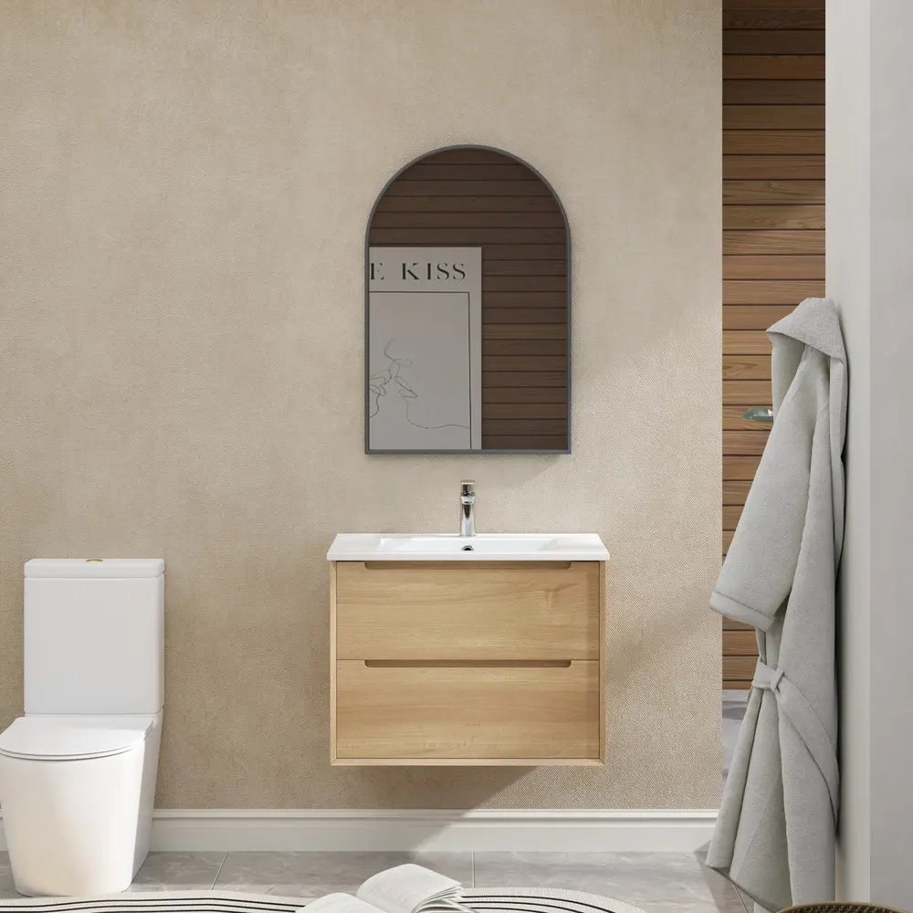 [93405/BE7546W-NO] 740x460x550mm Bell Collection Natural Oak 2/DW Wall Hung Vanity