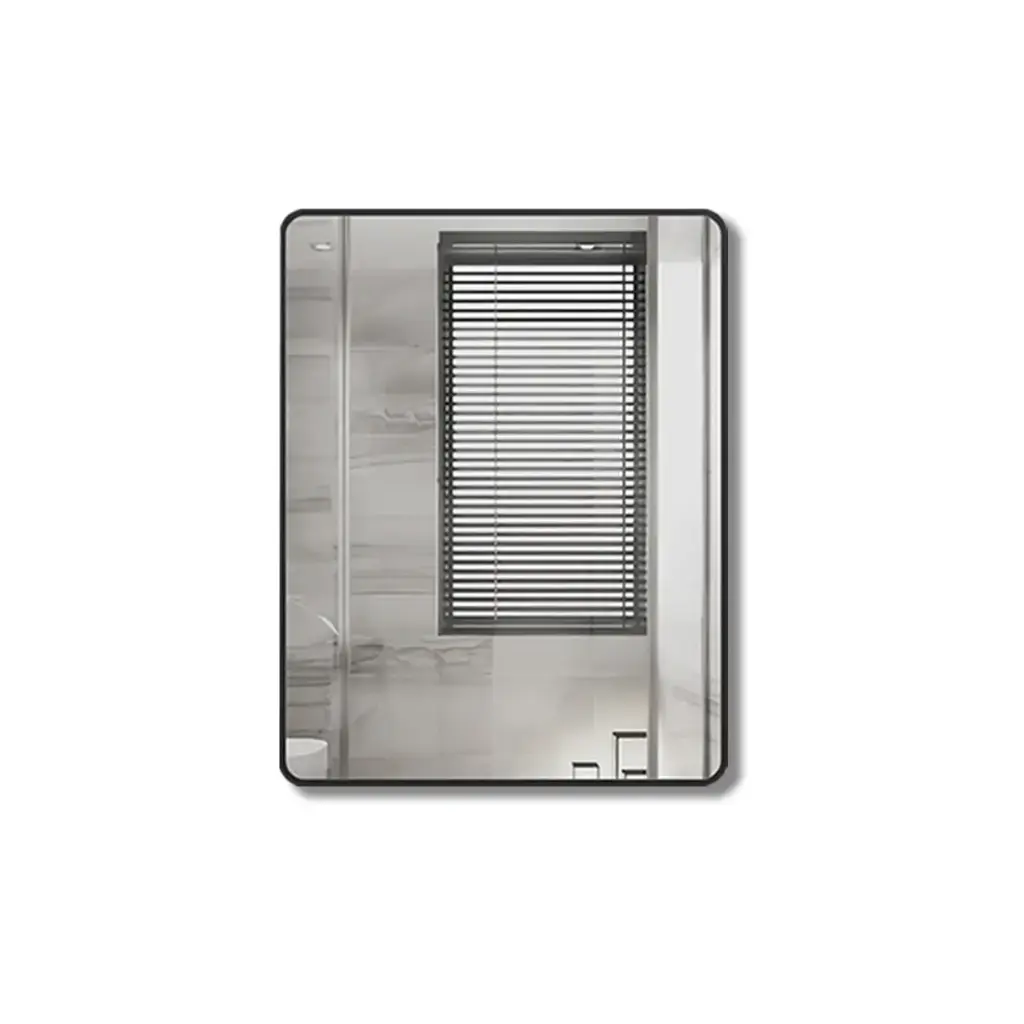 750X900mm Pencil Edge Rectangle Plain Mirror Matte Black Framed