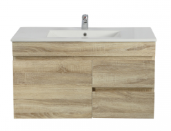 750Lx500Hx350Dmm White Oak MDF Board with PVC Vacuum Filmed 2R/DW 1L/DR Wall Hung Vanity