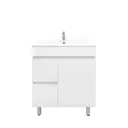 750mm Slim Freestanding Bathroom Vanity Cabinet PVC Left Drawer Gloss White
