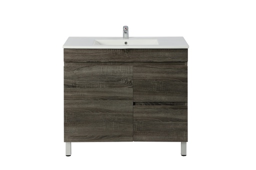 750mm Dark Grey MDF Freestanding Bathroom Vanity Cabinet Right Drawer PVC Vacuum Filmed