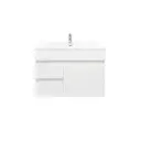 750Lx830Hx450Dmm Gloss White 2PAC PVC 2L/DW 1R/DR Wall Hung Vanity
