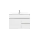 750mm Wall Hung Bathroom Vanity Cabinet PVC Right Drawer Gloss White