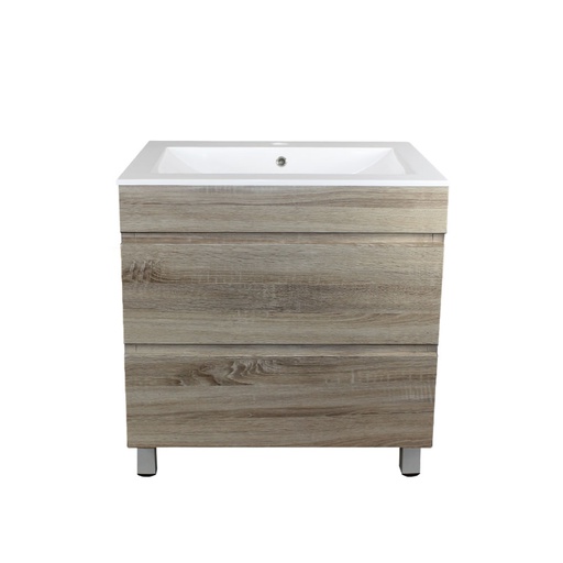 750mm White Oak MDF 2 Drawers Freestanding Bathroom Vanity Cabinet Only