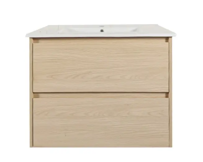 750x460x560mm Hera Tas Oak Wall Hung MDF Vanity Cabinet Only Two Soft Closing Drawers