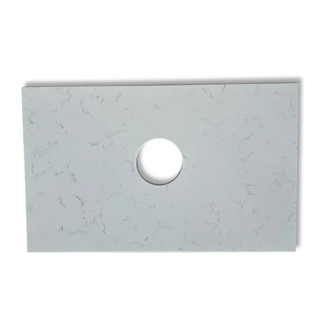 755x465x15mm Carrara White Zero Silica Quartz Square Corner Stone Top