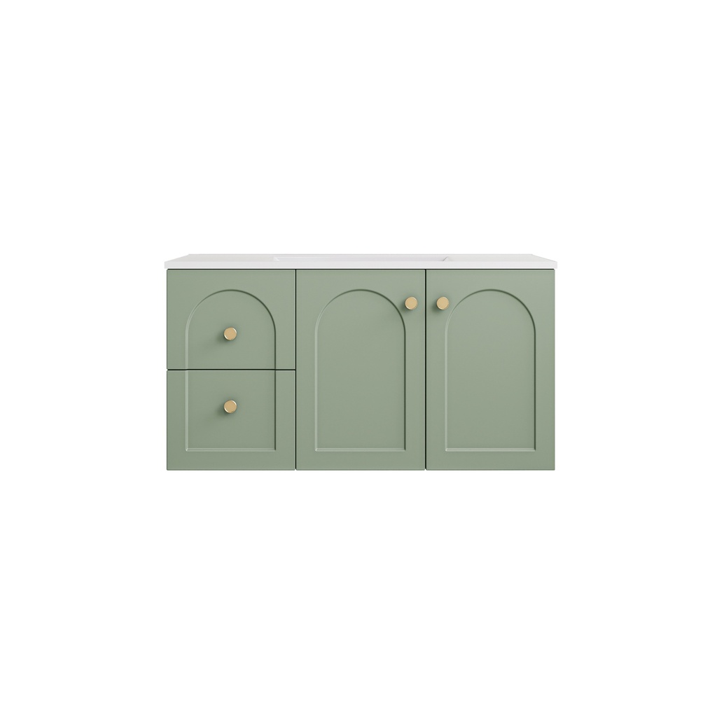 890*455*470mm Olive Green Chester Federation Wall Hung PVC Cabinet,Left Hand Drawers