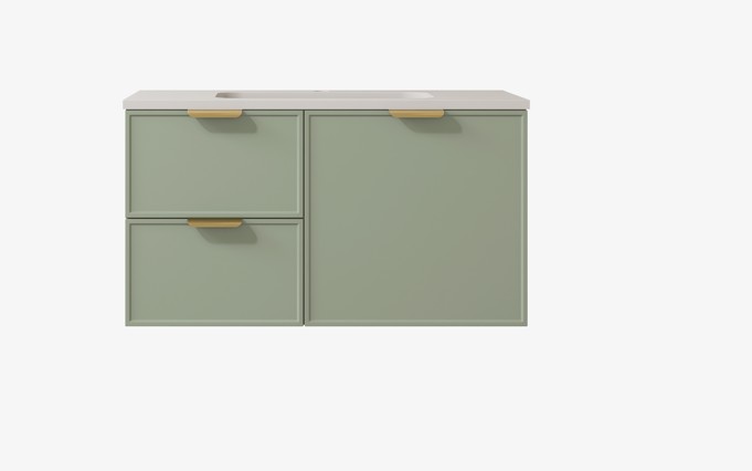 890*455*560mm Olive Green Madura Federation Wall Hung PVC Cabinet,Left Hand Drawers