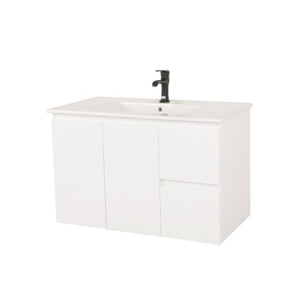 900*450*560mm Wall Hung Gloss White Vanity Cabinet Only Two Right Drawer