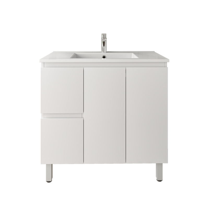[92101/APVC94LL] 900Lx830Hx450Dmm Gloss White 2PAC PVC 2L/DW 2R/DR Freestanding Vanity