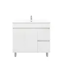 900mm Freestanding Bathroom Vanity Cabinet PVC Right Drawer Gloss White
