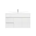 900mm Wall Hung Bathroom Vanity Cabinet PVC Right Drawer Gloss White