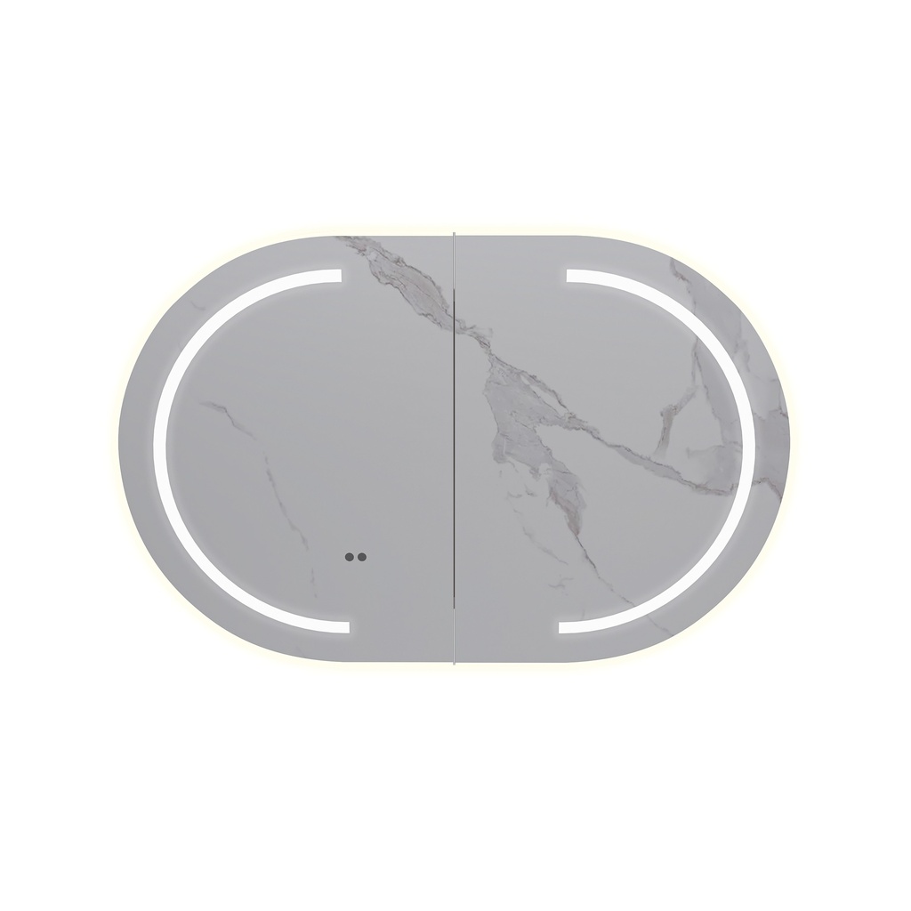 [91110/OSV9060MW-LED] 900x600x150mm Oval Matte White MDF 2/DR LED Shaving Cabinet