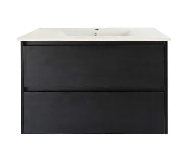 90x460x560mm Hera Black Oak Wall Hung MDF Vanity Cabinet Only Two Soft Closing Drawers