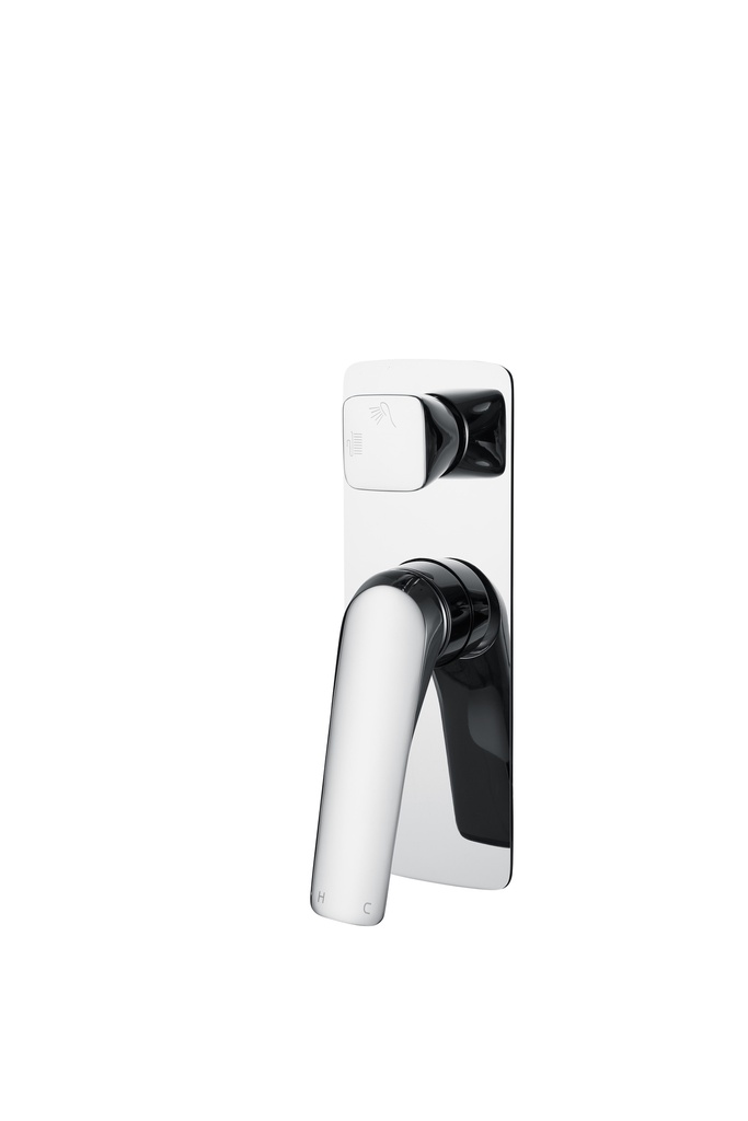 Au Square Chrome Shower/Bath Wall Mixer with Diverter