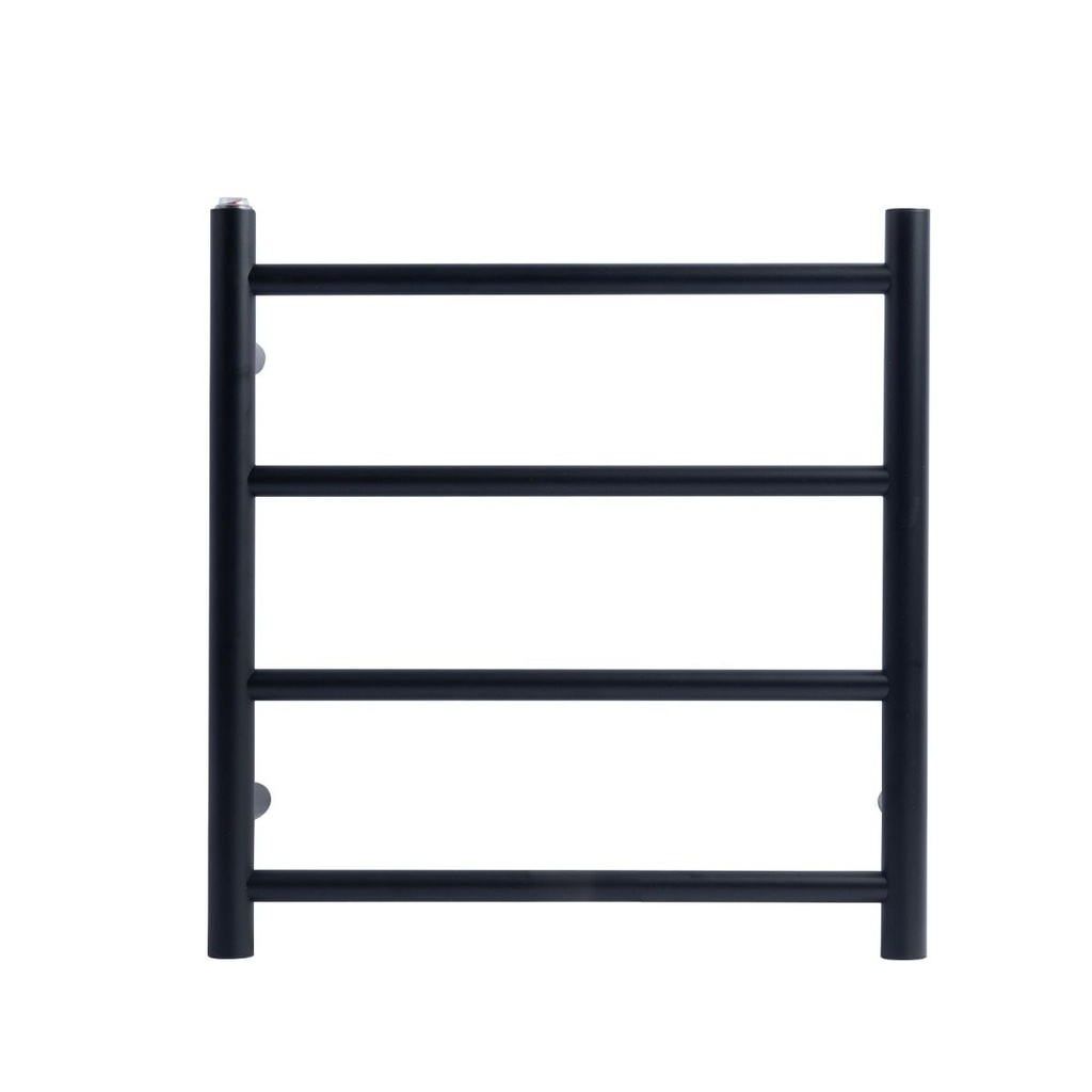 Black Round Electric Heated Towel Rack 4 Bars