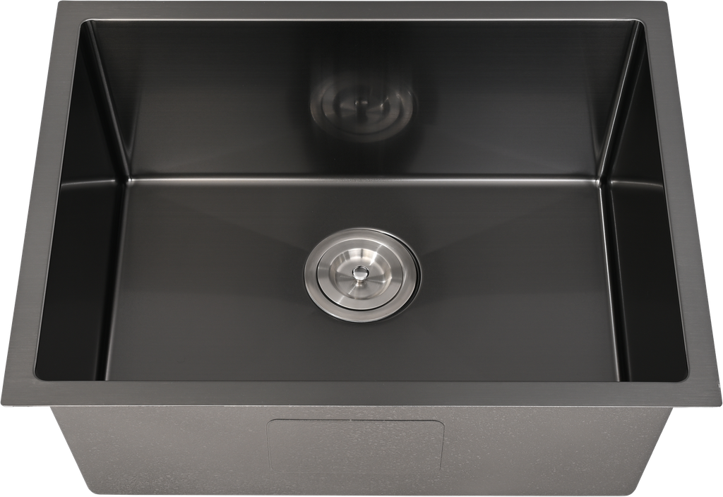 Bowl Size:540X400X230mm Overall Size:580X440X230mm Gun Metal Kliff Hand Made PVD Stainless Steel Sinks