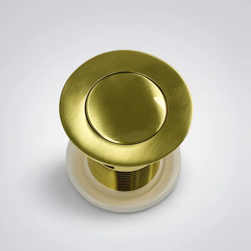 Brushed Gold Solid Brass 32mm Pop Up Waste With Overflow