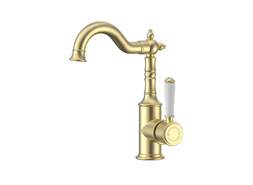 Clasico Basin Mixer Ceramic handle in Brushed Gold
