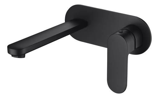 Cora Ellipse Handle Matt Black Wall Basin Mixer Lead Free