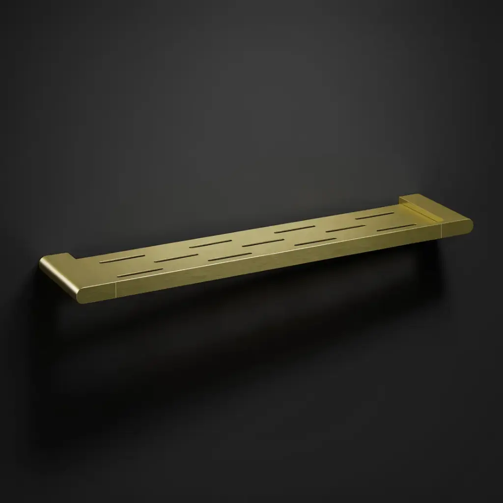 Cora Round Cornered Rectangle Cosmetic Shelf Brushed Gold