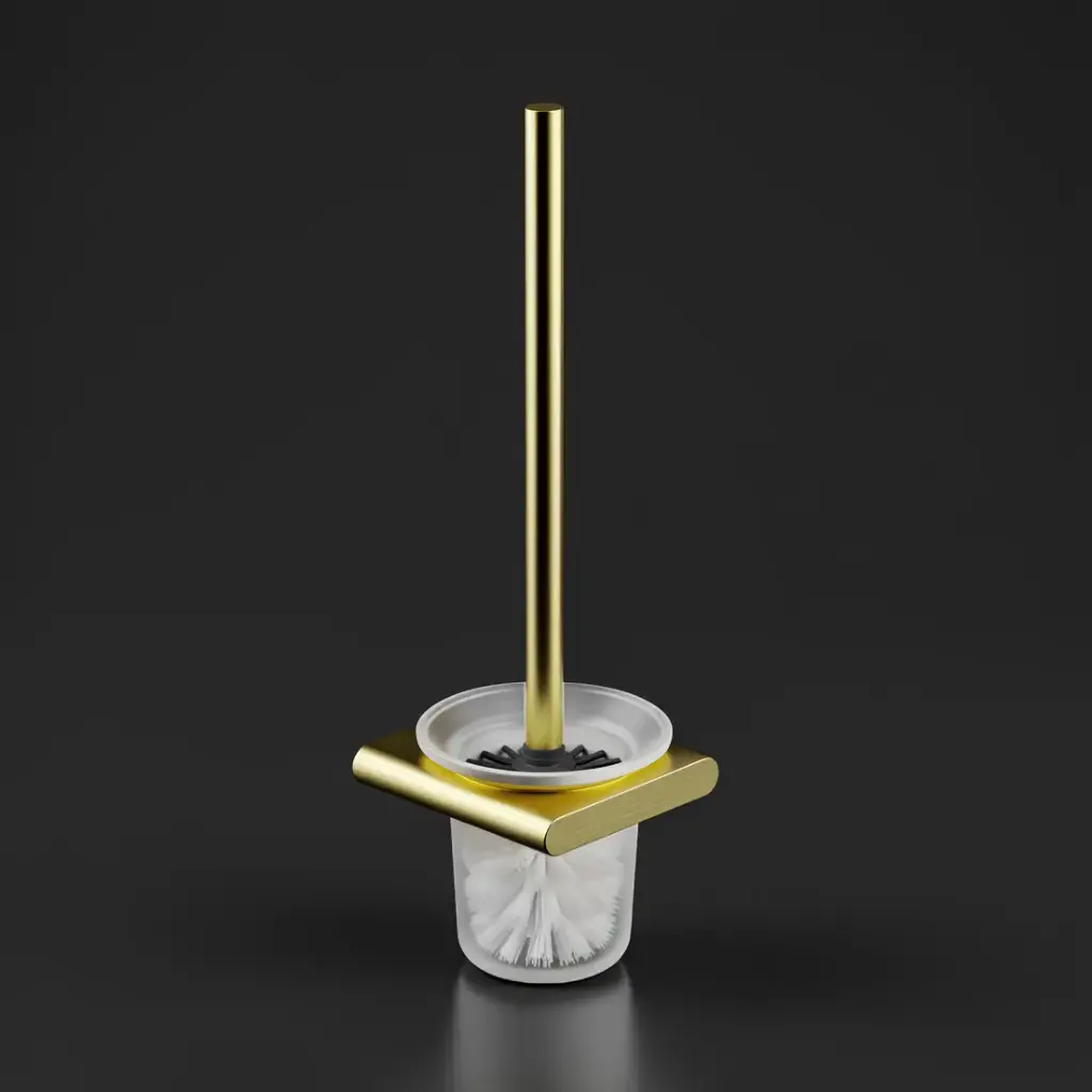 Cora Round Cornered Rectangle Toilet Brush Holder Brushed Gold