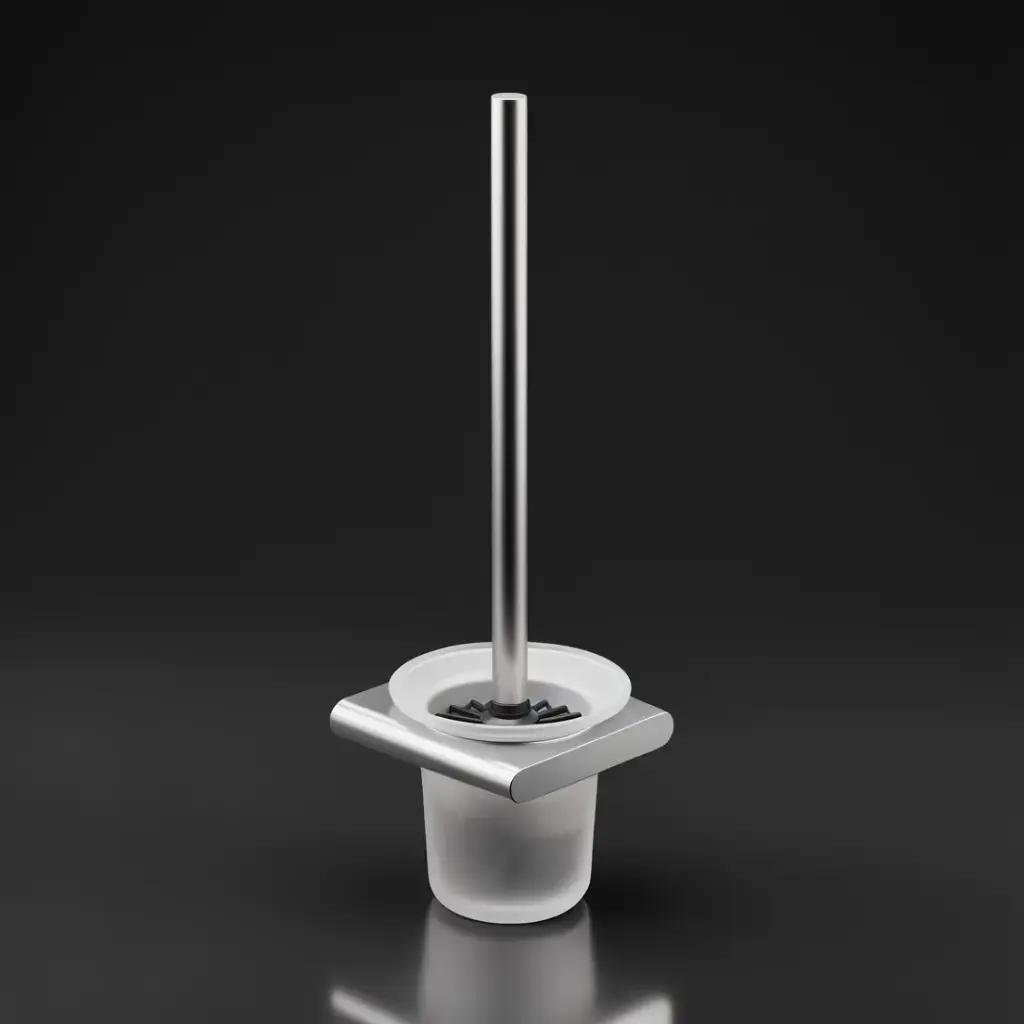 Cora Round Cornered Rectangle Toilet Brush Holder Brushed Nickel