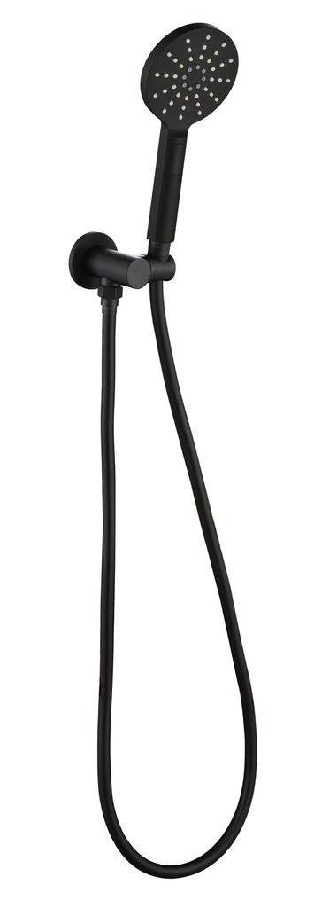Cora Round Hand Shower On Wall Outlet Bracket(Matt Black)