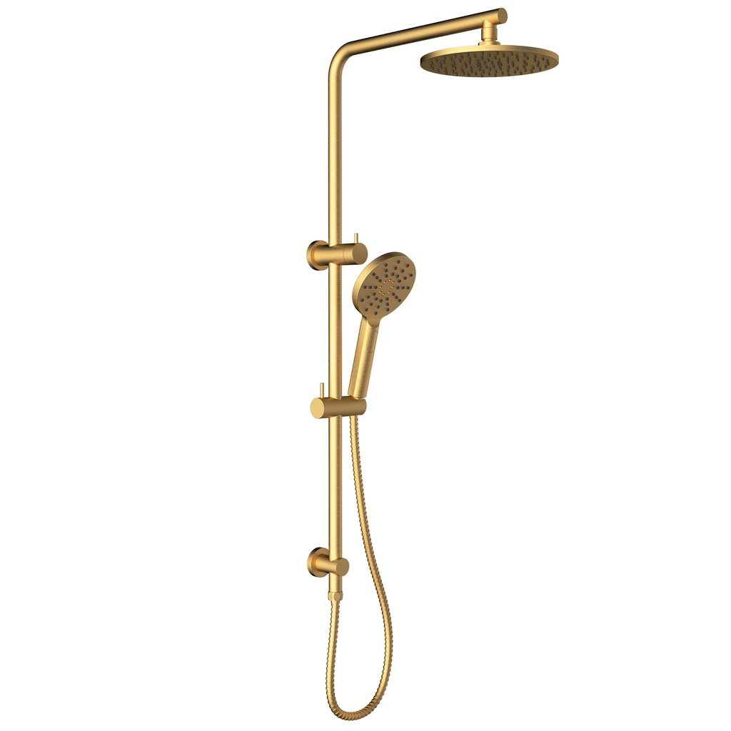 Cora Round Multi-function Shower Set Brushed Gold,200mm Plastic Shower Head