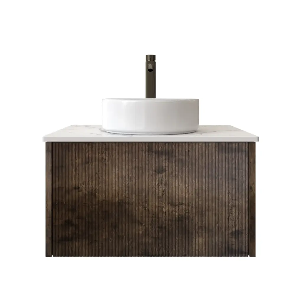 [98508/Cust-K650W-DO] Customised Kiama Wall Hung Vanity - Dark Oak - 634L x 493D x 347H mm - 1 Drawer