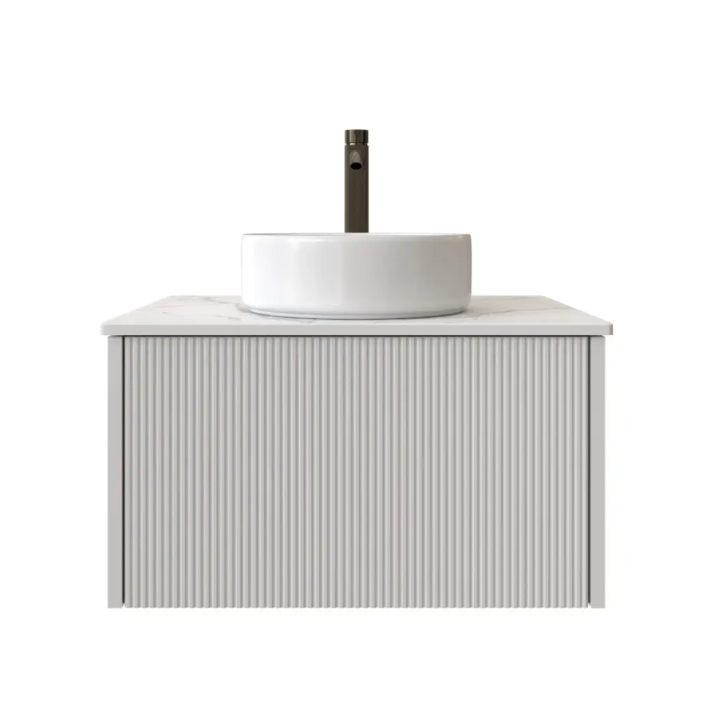 [98504/Cust-K650W-MW] Customised Kiama Wall Hung Vanity - Matte White - 634L x 493D x 347H mm - 1 Drawer