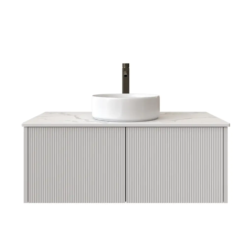 [98520/Cust-K950W-MW] Customised Kiama Wall Hung Vanity - Matte White - 928L x 493D x 347H mm - 2 Drawers