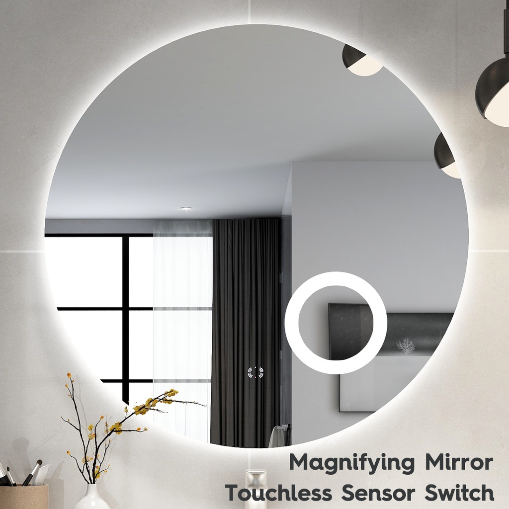 [86121/UL900BMM] D900mm Round 3 Color Backlit LED Mirror With Magnifier(Touchless Sensor Switch)